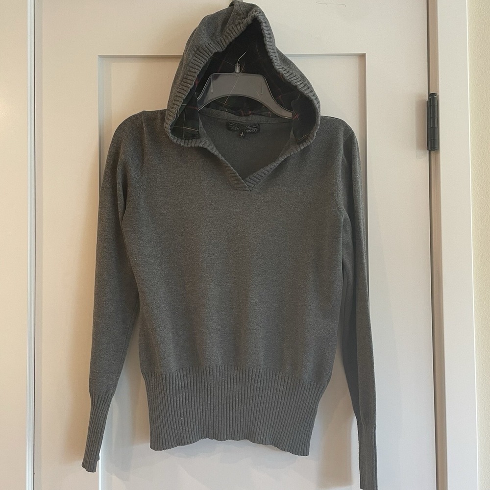 Womens Lightweight Hoodie Sweater Sweatshirt Gray Pullover Fisherwoman Boho L